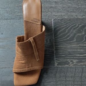 Jeffrey Campbell Tan Corduroy Slide Sandals